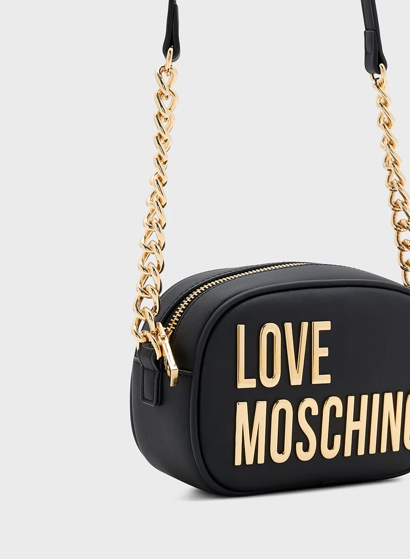 لوف موسكينو Logo Detailed Zip Over Crossbody