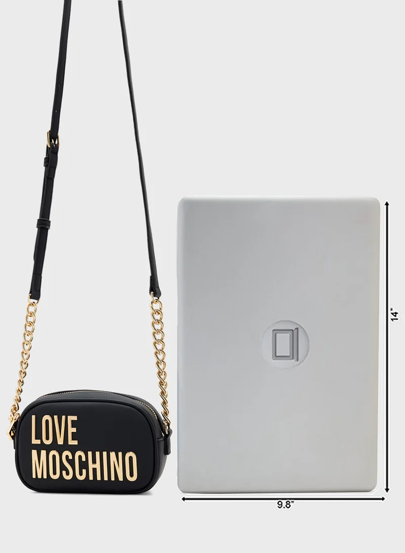لوف موسكينو Logo Detailed Zip Over Crossbody