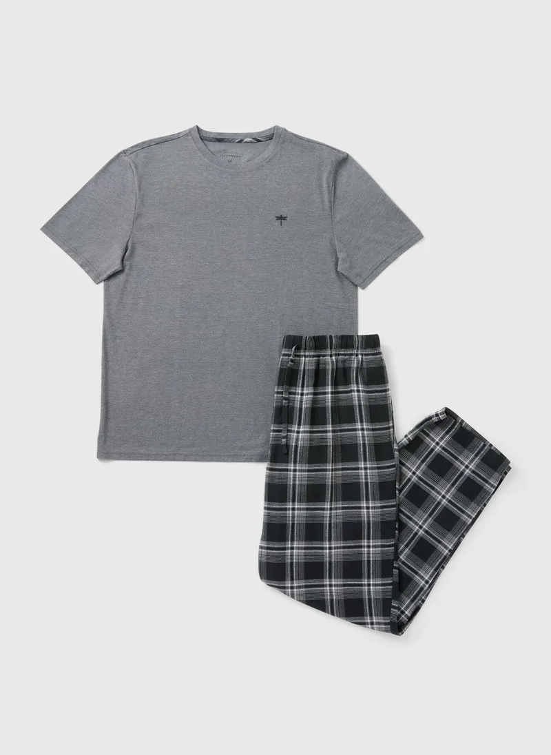 Matalan Grey Check Pyjama Set