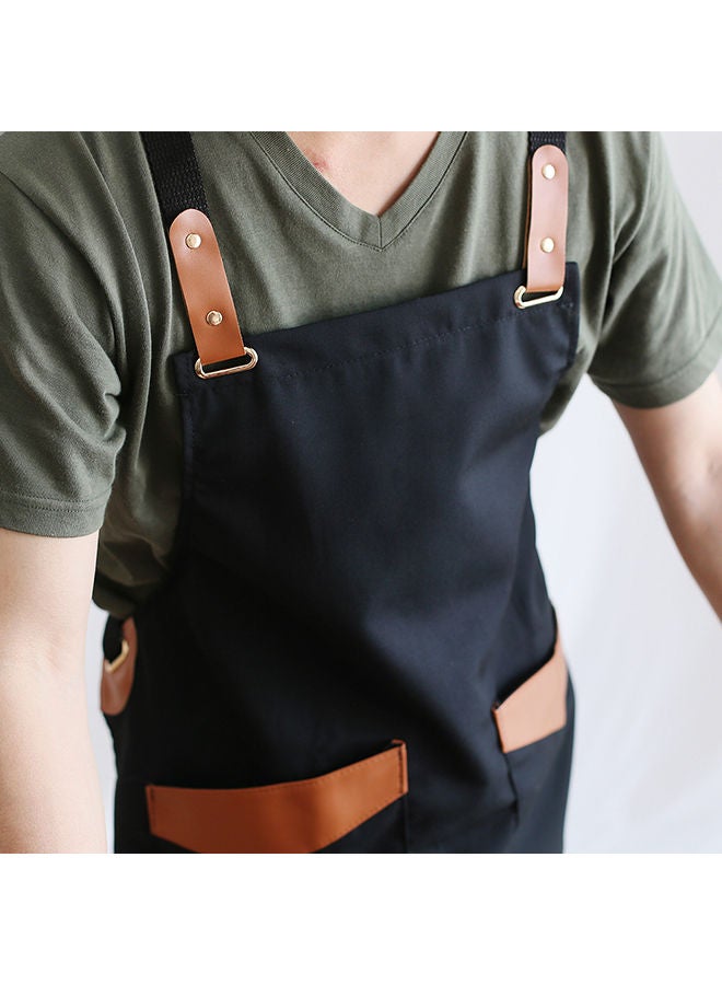 NIBEMINENT Apron With Adjustment Strap And Two Pockets Black 63x74cm - Image 4