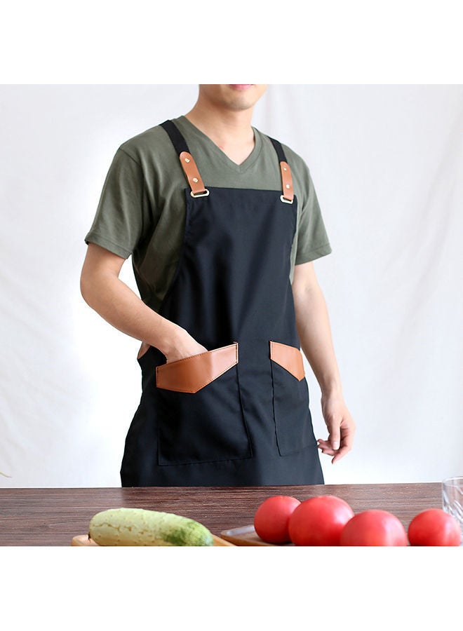 NIBEMINENT Apron With Adjustment Strap And Two Pockets Black 63x74cm - Image 5