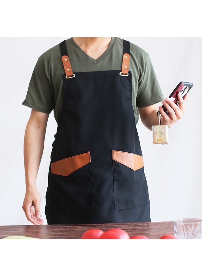 NIBEMINENT Apron With Adjustment Strap And Two Pockets Black 63x74cm - Image 3