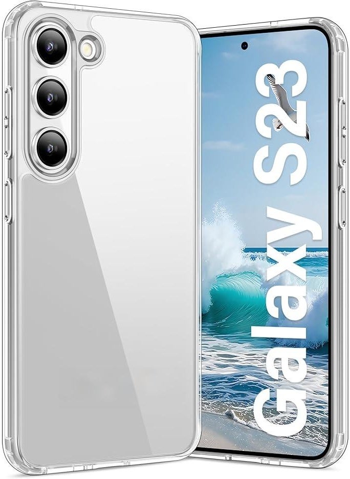 جراب شفاف مقاوم للصدمات لهاتف سامسونج جالاكسي S23 | هجين من البولي كربونات والبولي يوريثين الحراري | طلاء بصري للواقع المعزز | مضاد للاصفرار | غطاء شفاف كامل الحماية | متوافق مع الشحن اللاسلكي - Image 1