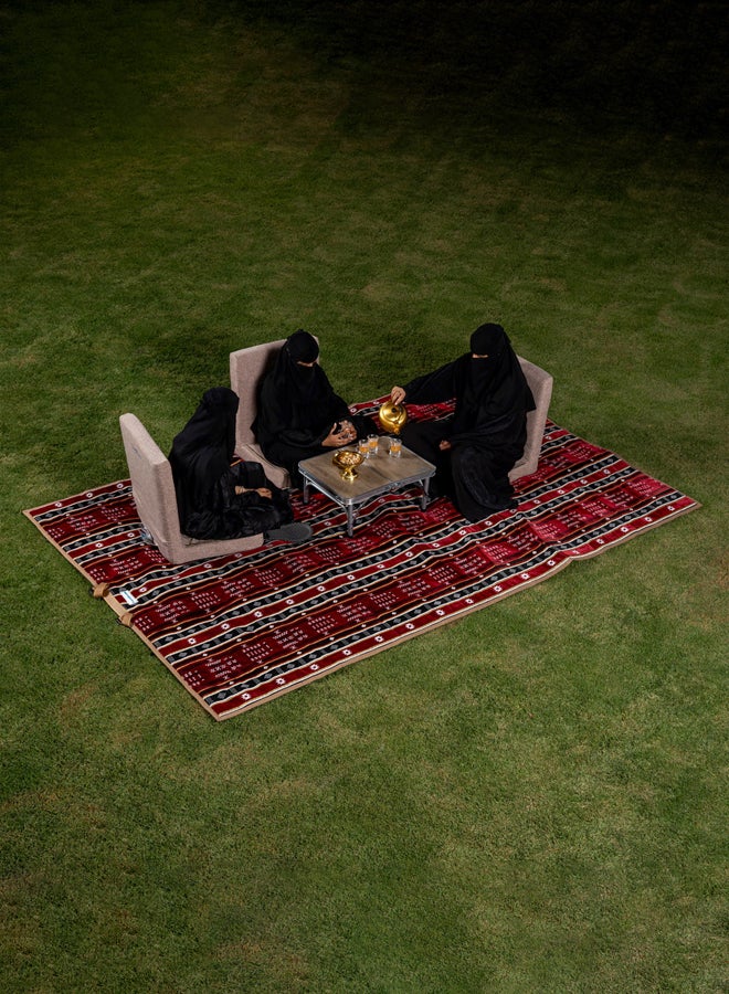 AL SANIDI a floor seating mat for trips, camping, and desert outings, padded with sponge, traditional rug, wooden *oudi.  - Image 2