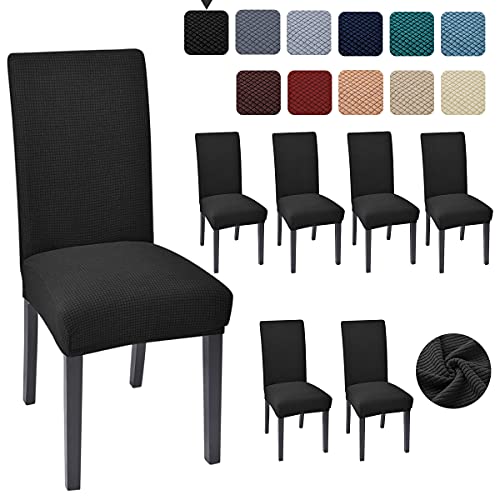 Aertiavty Chair Covers for Dining Room 6 Pack Chair Seat Cover for Dining Room Kitchen, Parsons Chair Covers Dining Chair Slipcover (Black, 6) - Image 1