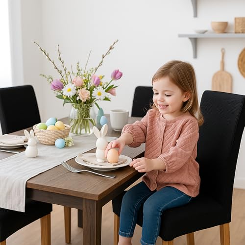 Aertiavty Chair Covers for Dining Room 6 Pack Chair Seat Cover for Dining Room Kitchen, Parsons Chair Covers Dining Chair Slipcover (Black, 6) - Image 2