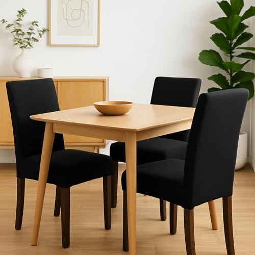 Aertiavty Chair Covers for Dining Room 6 Pack Chair Seat Cover for Dining Room Kitchen, Parsons Chair Covers Dining Chair Slipcover (Black, 6) - Image 4