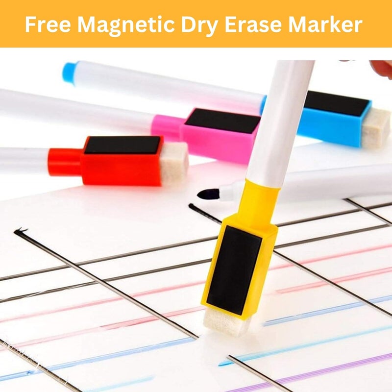 Yellow Nuts جدول المدرسة للأطفال مع تصميم شخصي مغناطيسي لتنظيم أسبوعي على الثلاجة مع قلم مغناطيسي قابل للمسح بموضوع كرتوني - Image 5