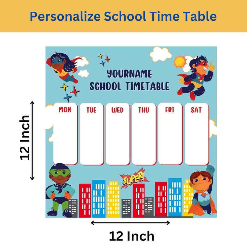 Yellow Nuts جدول المدرسة للأطفال مع تصميم شخصي مغناطيسي لتنظيم أسبوعي على الثلاجة مع قلم مغناطيسي قابل للمسح بموضوع كرتوني - Image 2