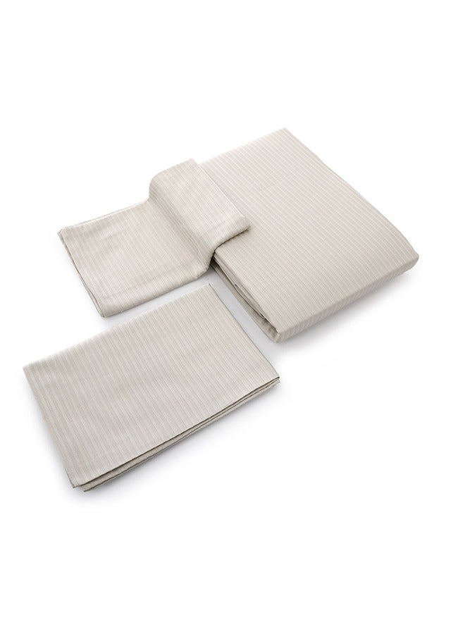 MEHALLA MEHALLA Fitted Sheet Set - Satin Stripe 4mm - King Light Grey-100% Egyptian cotton  - Image 2