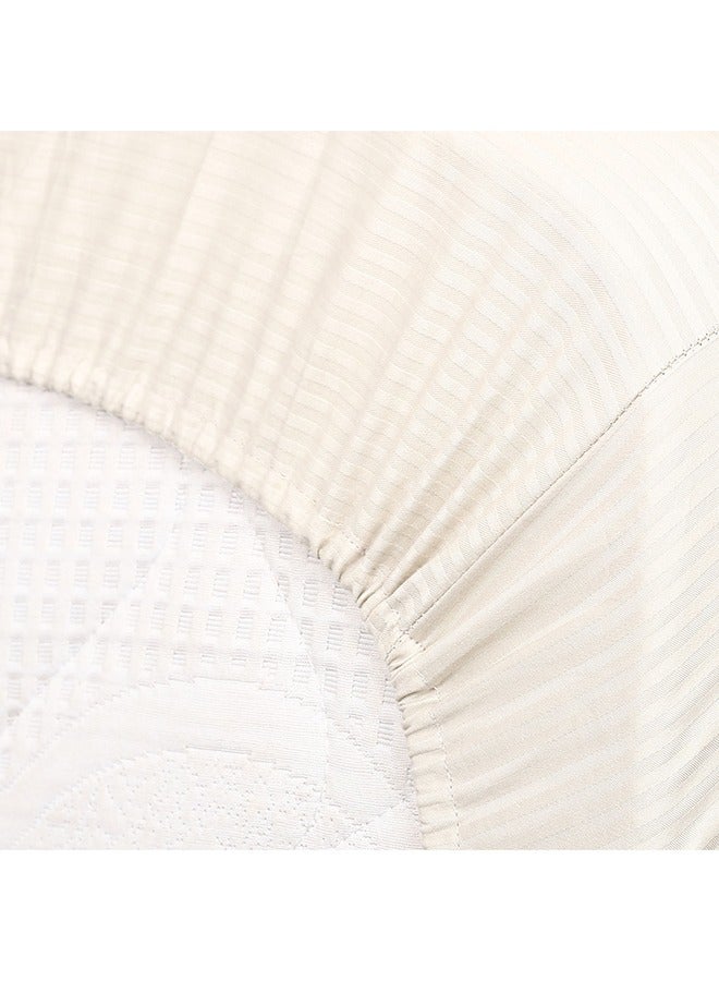 MEHALLA MEHALLA Fitted Sheet Set - Satin Stripe 4mm - King Light Grey-100% Egyptian cotton  - Image 5