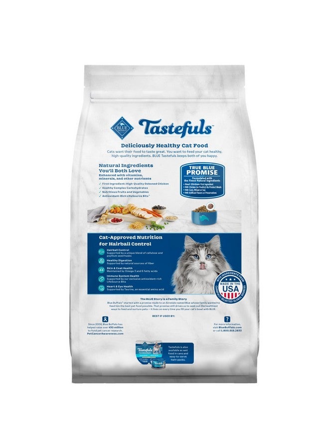 Blue Buffalo Tastefuls Adult Hairball Care Dry Cat Food, Made in the USA with Natural Ingredients, Chicken & Brown Rice Recipe, 3-lb. Bag - Image 1