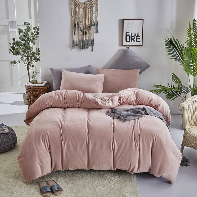 PINK VELVET COMFORTER SETS QUEEN WOMEN GIRLS LIGHT RED FLUFFY BEDDING COMFORTERS ADULTS KIDS SOLID COLOR CUTE FLANNEL QUILTS AESTHETIC WARM WINTER BLANKETS MICROMINK SHERPA FUZZY PLUSH BED