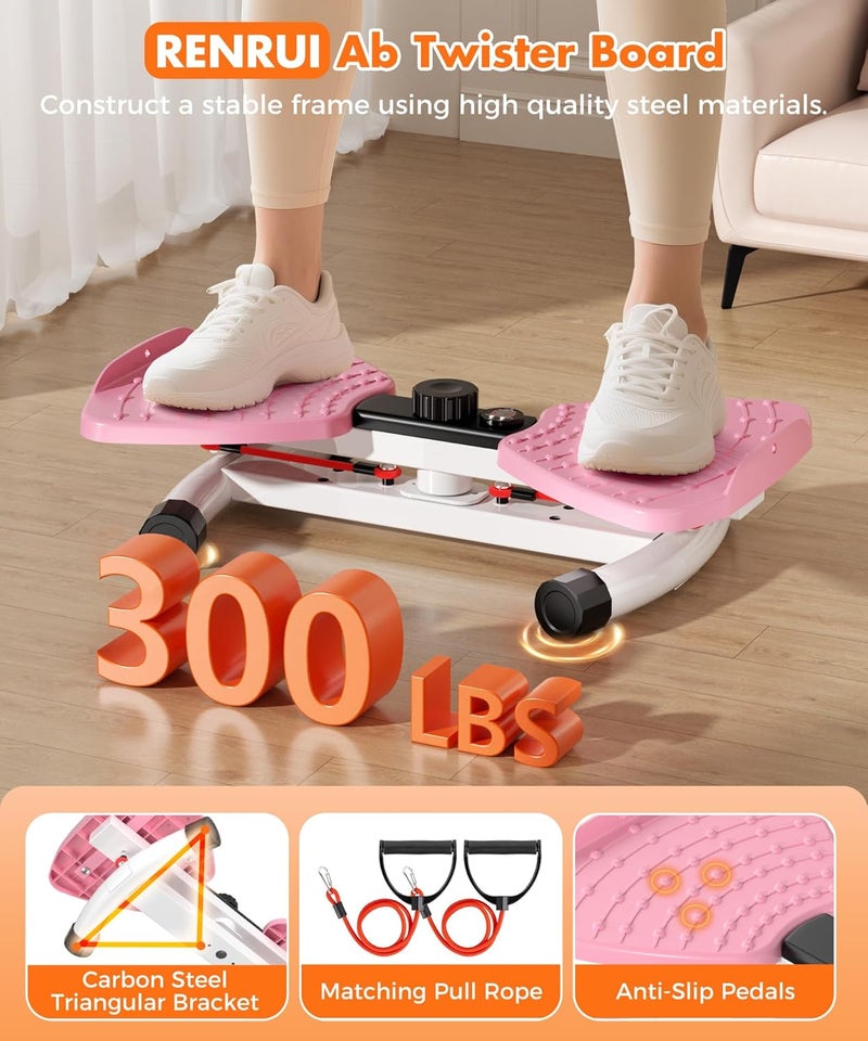 RENRUI Waist Twister Machine with Smart LED Monitor - 300lbs Capacity, Ultra-Quiet Home Gym Equipment for Women - Image 2