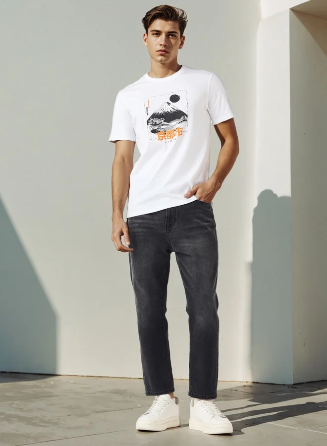 سبلاش فيڤ تيشيرت بياقة دائرية وطبعة جرافيك