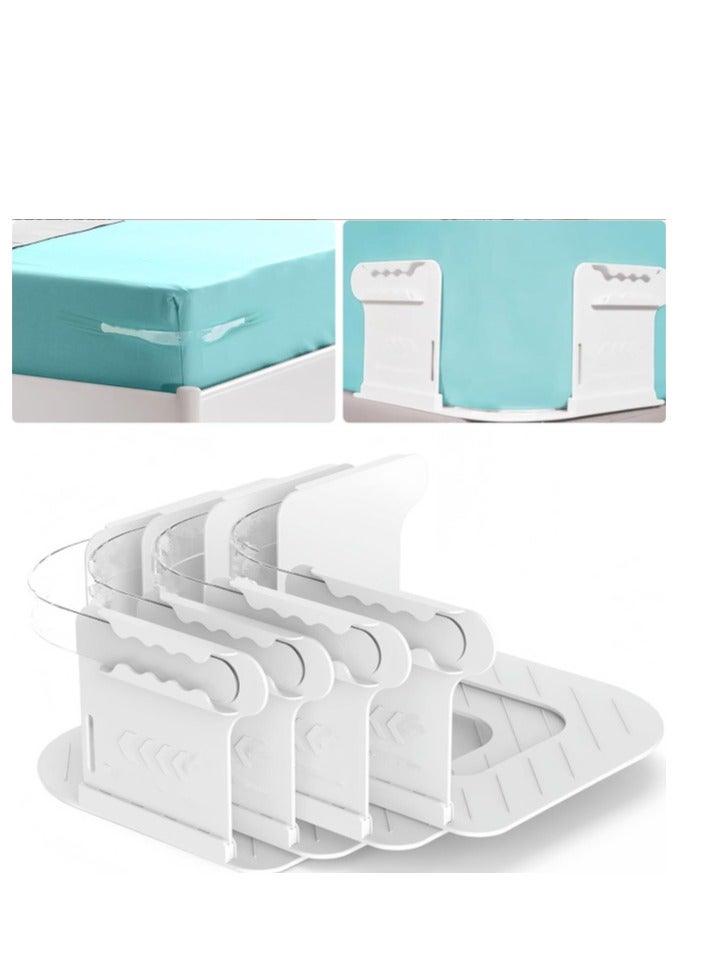 جين لى تشيانغ حامل ملاءات جديد غير مرئي مع أشرطة ملاءات، حامل ملاءات زاوية قابل للقفل - يناسب جميع أنواع المراتب، حامل ملاءات مثبت يحافظ على الملاءات آمنة ومحكمة، مشابك ملاءات سهلة التركيب، تثبيت (عبوة من 4 قطع، أبيض) - Image 1