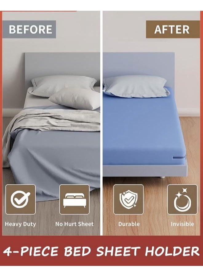 جين لى تشيانغ حامل ملاءات جديد غير مرئي مع أشرطة ملاءات، حامل ملاءات زاوية قابل للقفل - يناسب جميع أنواع المراتب، حامل ملاءات مثبت يحافظ على الملاءات آمنة ومحكمة، مشابك ملاءات سهلة التركيب، تثبيت (عبوة من 4 قطع، أبيض) - Image 3