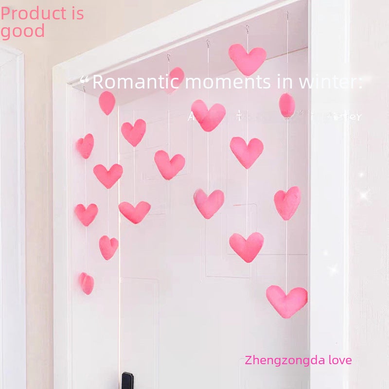 Cross-Border Popular Door Hangings, Love Door Curtains, Partitions, Hanging Curtains, Girly Hearts, Korean Style Cute Pink Peach Hearts(White clouds) - Image 4
