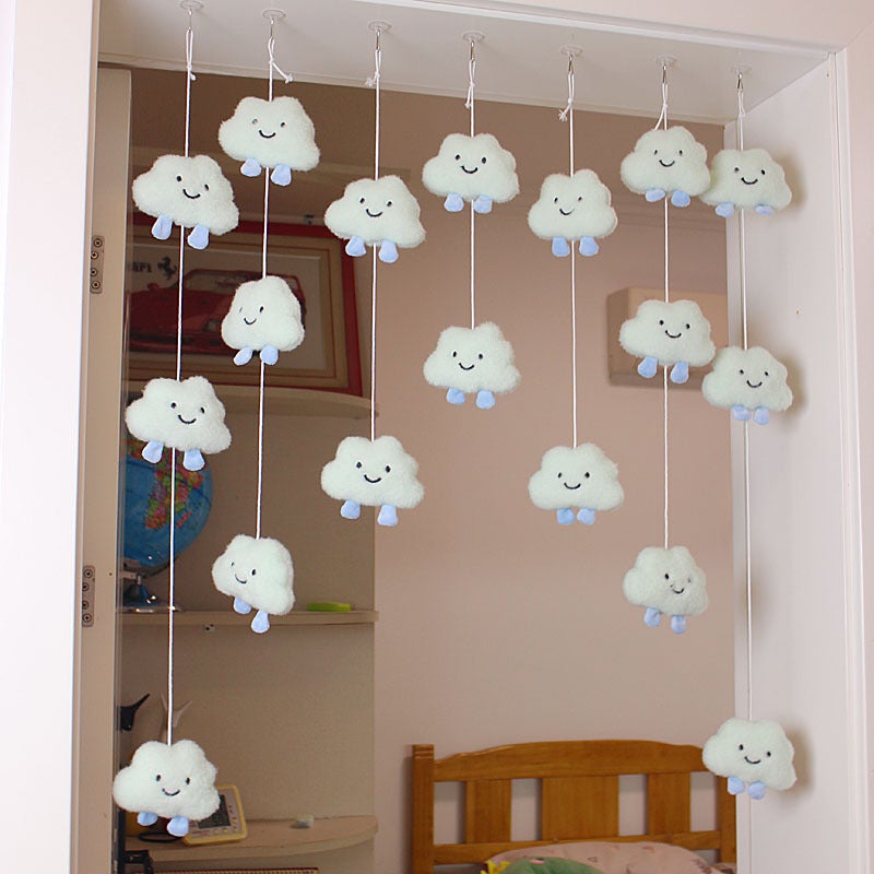 Cross-Border Popular Door Hangings, Love Door Curtains, Partitions, Hanging Curtains, Girly Hearts, Korean Style Cute Pink Peach Hearts(White clouds) - Image 1