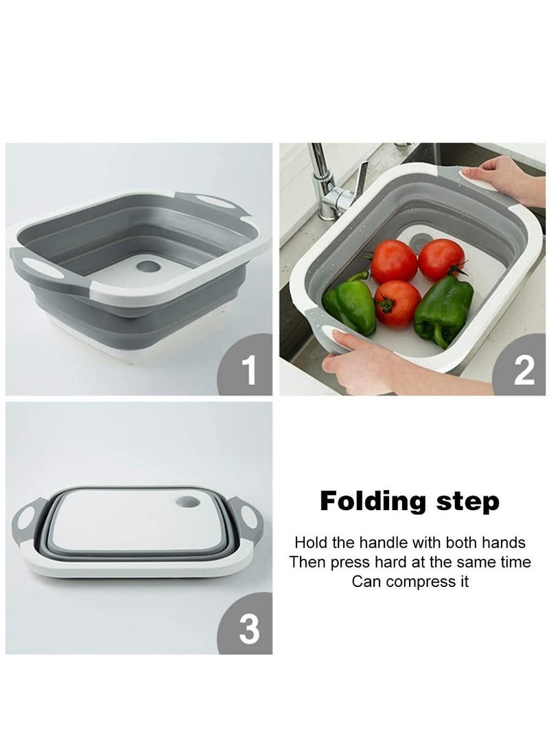 Multi-function 3-in-1 Collapsible Cutting Board Foldable Food Strainers,Drain Basket,Folding Drain Basket, Folding Chopping for Kitchen - Image 3