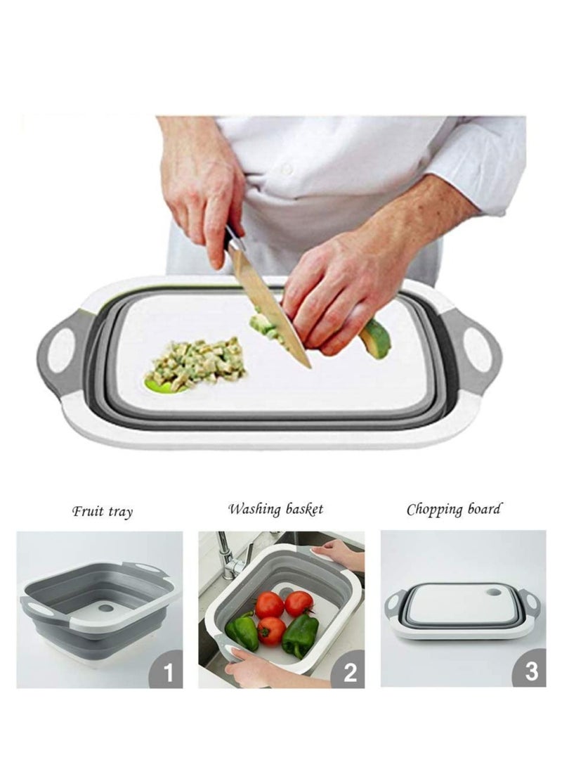Multi-function 3-in-1 Collapsible Cutting Board Foldable Food Strainers,Drain Basket,Folding Drain Basket, Folding Chopping for Kitchen - Image 5