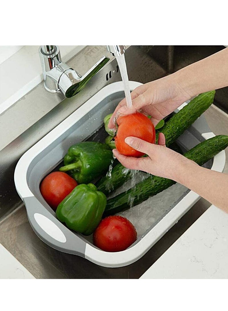 Multi-function 3-in-1 Collapsible Cutting Board Foldable Food Strainers,Drain Basket,Folding Drain Basket, Folding Chopping for Kitchen - Image 2