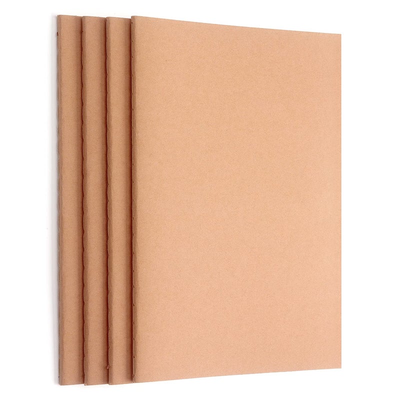 ZZTX 4 Pack Blank Kraft Notebooks, Blank Paper Sketchbooks for Drawing Doodling Writing,Travel Journal Set, A5, 36 Pages, 8.3â€ X 5.5â€ - Image 1