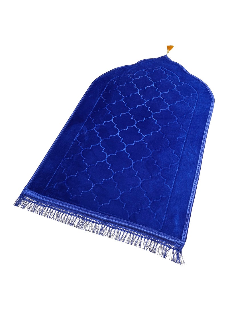 Fabienne Embossed Prayer Mat Blue 80x120cm Large Size Anti-Slip Velvet Top Thick Padded Prayer Rug New Design Sajadah Prayer Carpet for Men Women Eid Gift Ramadan  - Image 1