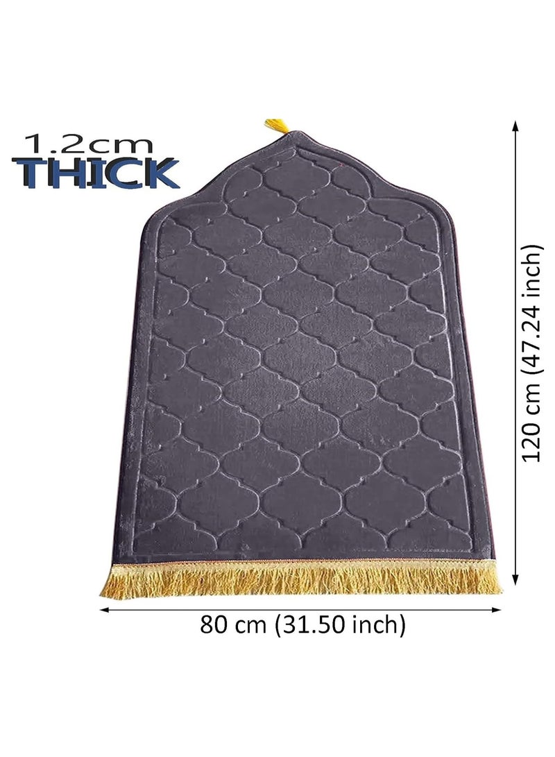 Fabienne Embossed Prayer Mat Blue 80x120cm Large Size Anti-Slip Velvet Top Thick Padded Prayer Rug New Design Sajadah Prayer Carpet for Men Women Eid Gift Ramadan  - Image 3