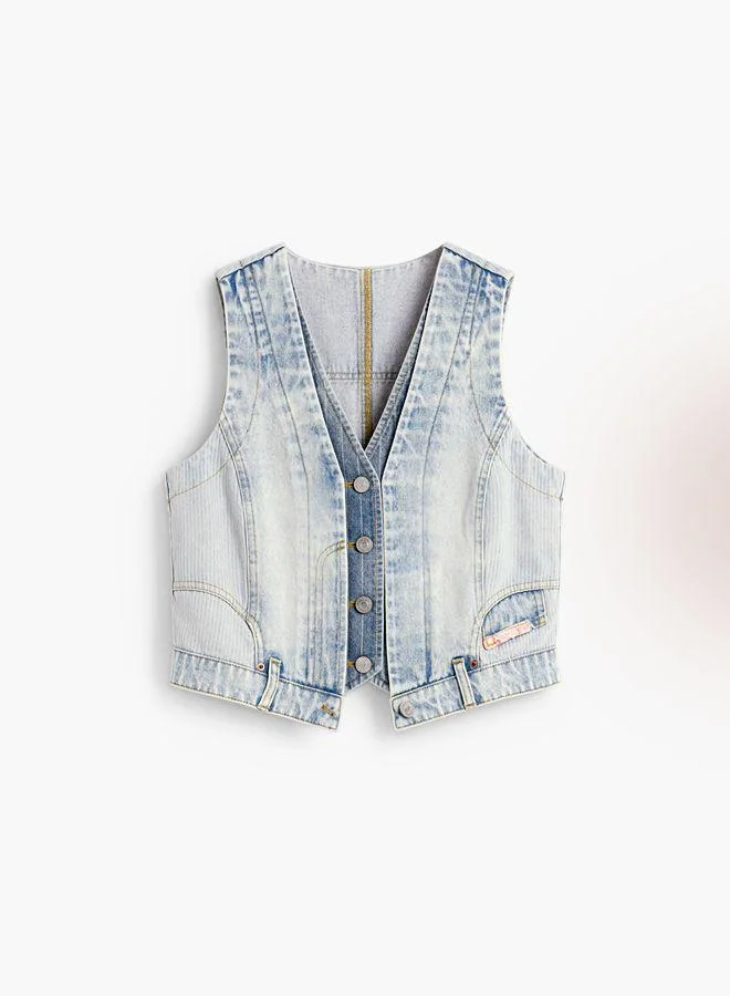 Desigual Blue Combined denim vest for Women | Best Price UAE