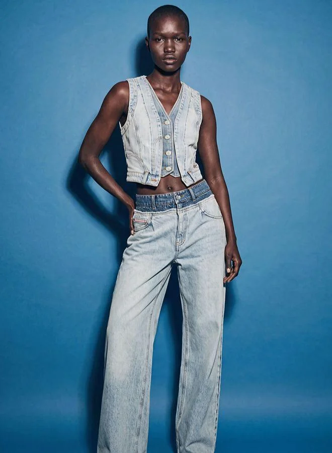 Desigual Blue Combined denim vest for Women | Best Price UAE