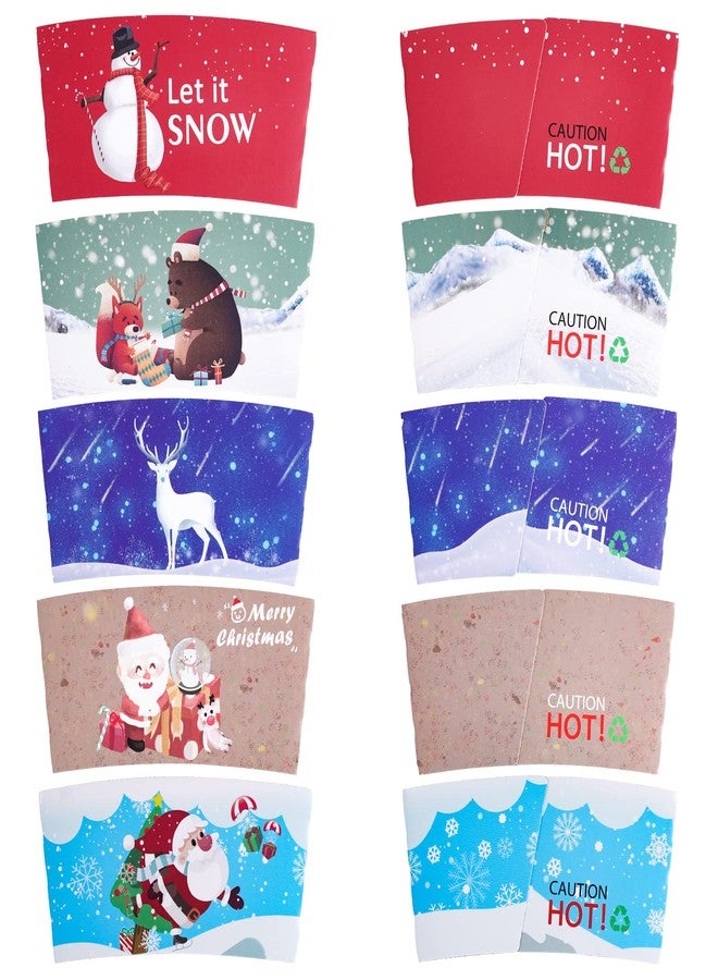 Smarimple 60pcs Christmas Coffee Cup Hot Chocolate Cup Sleeves,Fits 12 oz to 20 oz,with 5 Different Custom Xmas Designs,for Christmas Hot Chocolate,Coffee,Cocoa,Tea or Cold Beverage - Image 3