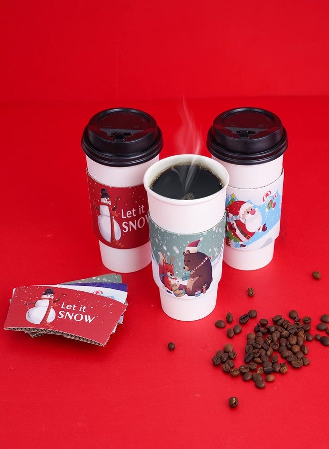 Smarimple 60pcs Christmas Coffee Cup Hot Chocolate Cup Sleeves,Fits 12 oz to 20 oz,with 5 Different Custom Xmas Designs,for Christmas Hot Chocolate,Coffee,Cocoa,Tea or Cold Beverage - Image 4