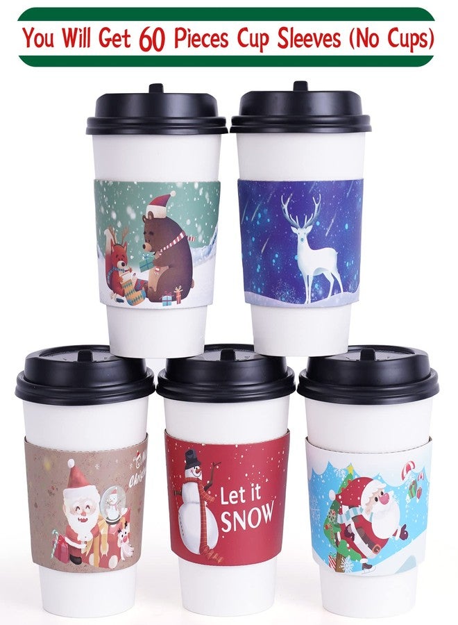 Smarimple 60pcs Christmas Coffee Cup Hot Chocolate Cup Sleeves,Fits 12 oz to 20 oz,with 5 Different Custom Xmas Designs,for Christmas Hot Chocolate,Coffee,Cocoa,Tea or Cold Beverage - Image 2