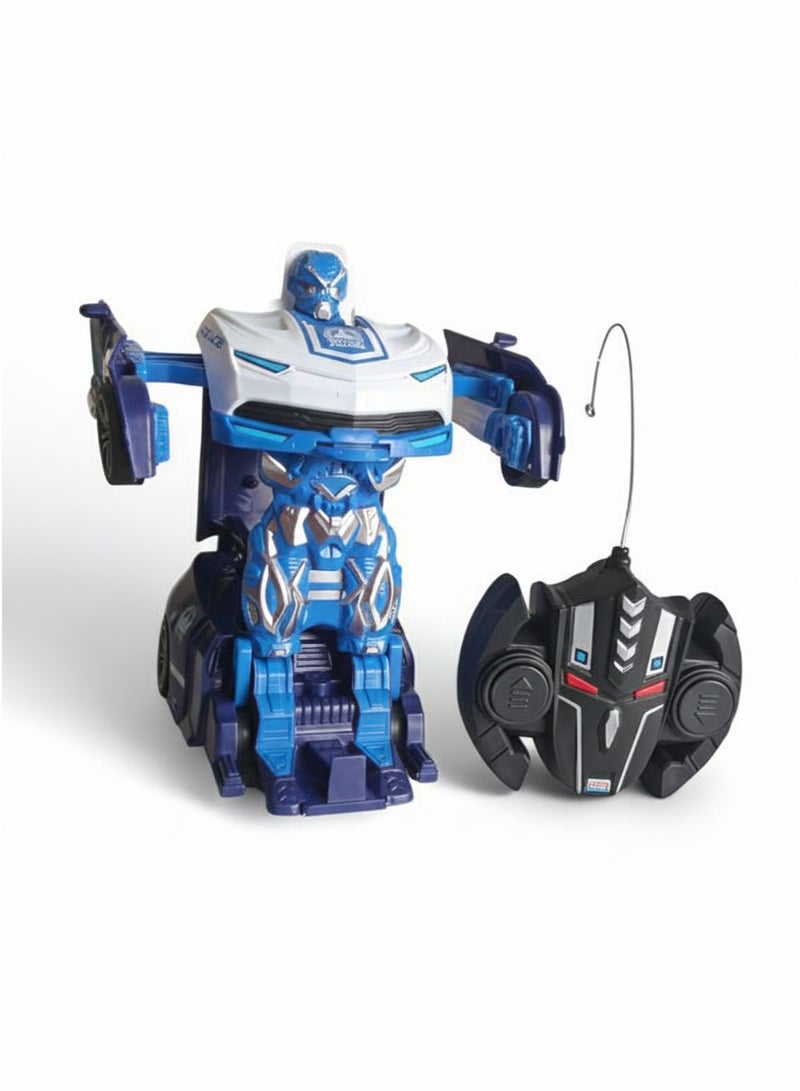 Transformable Control Robot, Blue Car Transforms into Robot, Remote Control Toy - Image 1