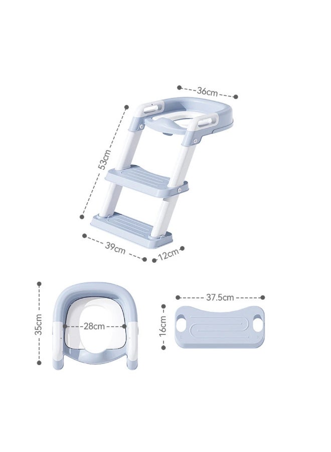 MiniMe Foldable Anti‑Slip Potty Training Seat with Adjustable Step Ladder & Toddler Toilet Ring | 12‑36 Months | Blue & White | Non‑Toxic PP & TPR | Compact Design & Easy Height Adjustment for Independence - Image 2