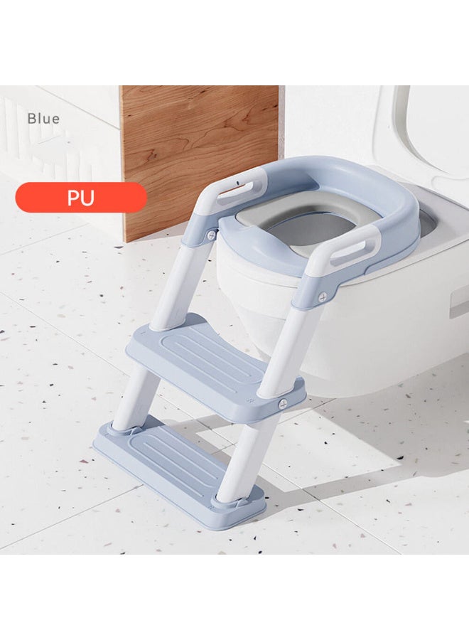 MiniMe Foldable Anti‑Slip Potty Training Seat with Adjustable Step Ladder & Toddler Toilet Ring | 12‑36 Months | Blue & White | Non‑Toxic PP & TPR | Compact Design & Easy Height Adjustment for Independence - Image 1