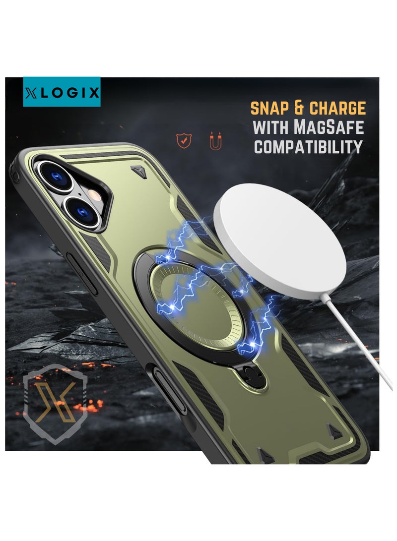 XLogiX ArmourX Series for iPhone 16 (6.1") – Rugged Armor Case with Built-in Kickstand, Ring Holder & MagSafe Compatibility. - Image 5