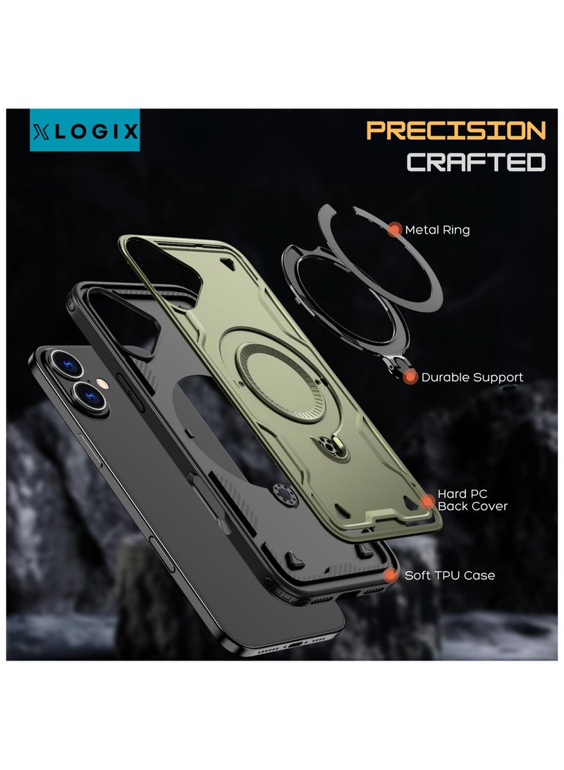 XLogiX ArmourX Series for iPhone 16 (6.1") – Rugged Armor Case with Built-in Kickstand, Ring Holder & MagSafe Compatibility. - Image 3