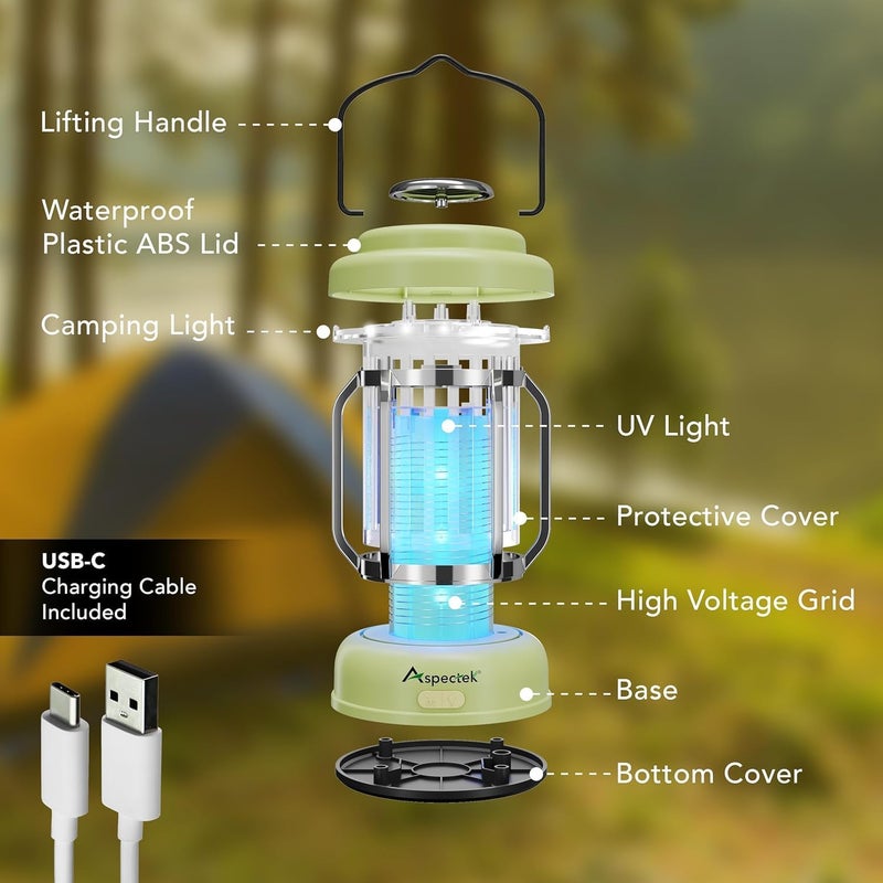 Aspectek Bug Zapper Waterproof -Portable Rechargeable Mosquito Zapper & Fly Killer for Indoor and Outdoor Use Wireless Electric Insect Zapper for Camping, Patio, Porch - Image 5