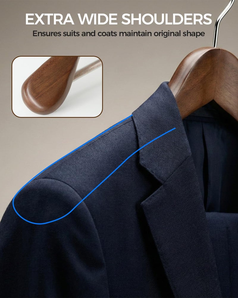 Verahaus Premium Wooden Hangers 6-Pack â€“ Wide Shoulder Non-Slip Design for Coats, Jackets & Suits | 360Â° Rotating Closet Organizers | Durable & Space-Saving (Vintage Wood) - Image 5