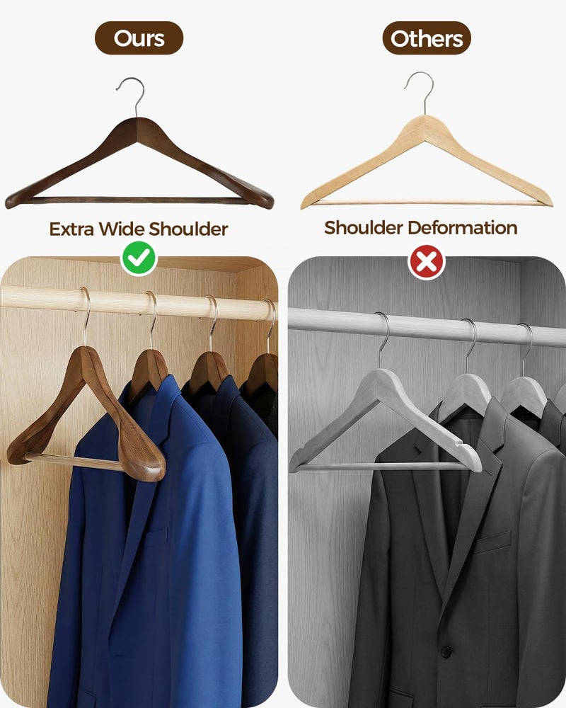 Verahaus Premium Wooden Hangers 6-Pack â€“ Wide Shoulder Non-Slip Design for Coats, Jackets & Suits | 360Â° Rotating Closet Organizers | Durable & Space-Saving (Vintage Wood) - Image 2