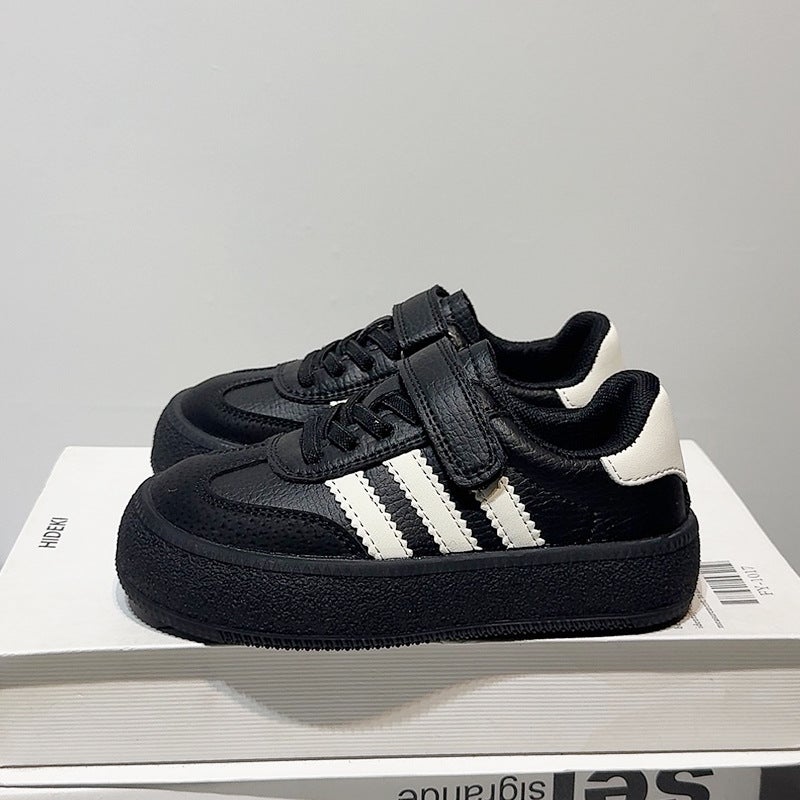 Genuine Leather Training Shoes 2025 Spring and Autumn New Girls White Shoes Middle and Big Childrens Casual Shoes Boys Board Shoes sneaker Black