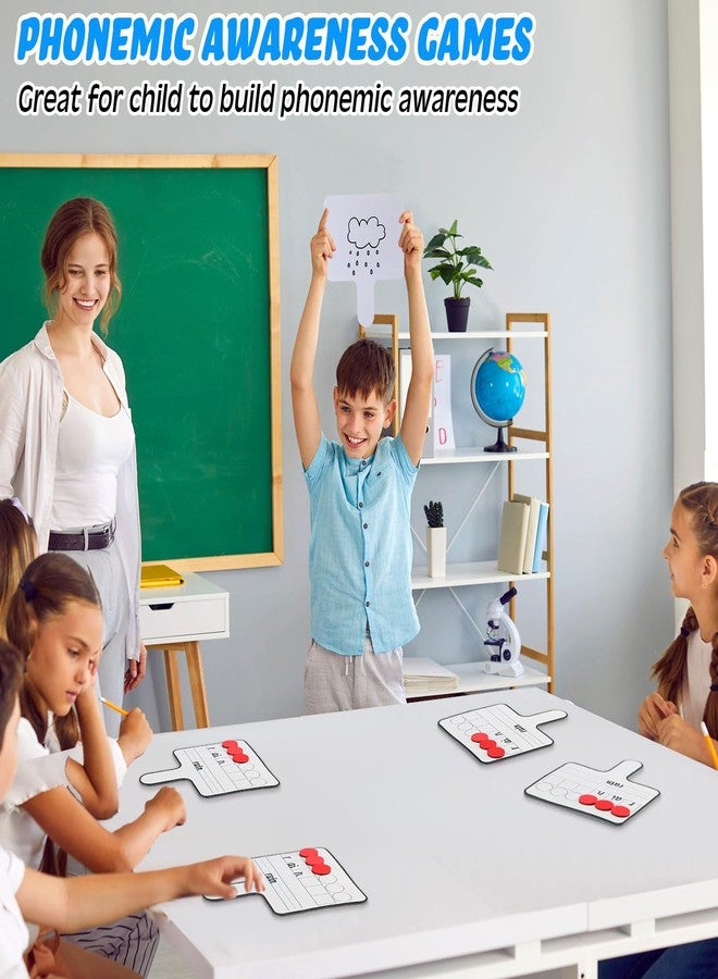 Seajan 9 Pcs Magnetic Paddle Set Education Dry Erase Double Side Handheld Answer Board with Magnetic Counters Discs Phonemic Awareness Phonics Games Toy for Students Kids Teaching Supply (Black) - Image 4