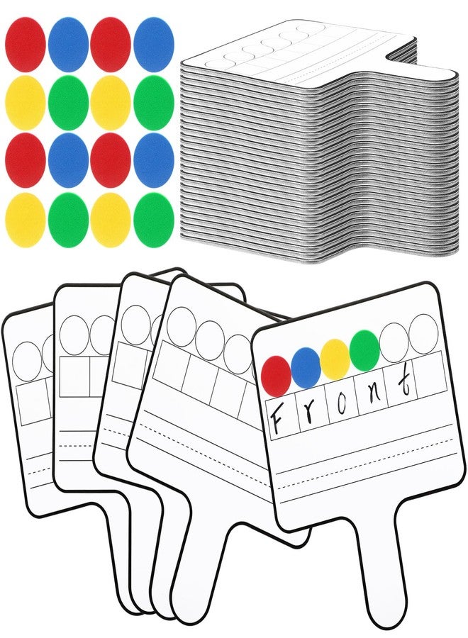 Seajan 9 Pcs Magnetic Paddle Set Education Dry Erase Double Side Handheld Answer Board with Magnetic Counters Discs Phonemic Awareness Phonics Games Toy for Students Kids Teaching Supply (Black) - Image 1