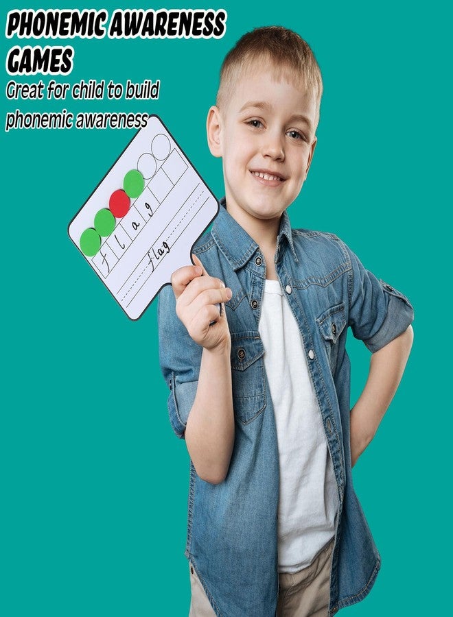 Seajan 9 Pcs Magnetic Paddle Set Education Dry Erase Double Side Handheld Answer Board with Magnetic Counters Discs Phonemic Awareness Phonics Games Toy for Students Kids Teaching Supply (Black) - Image 5