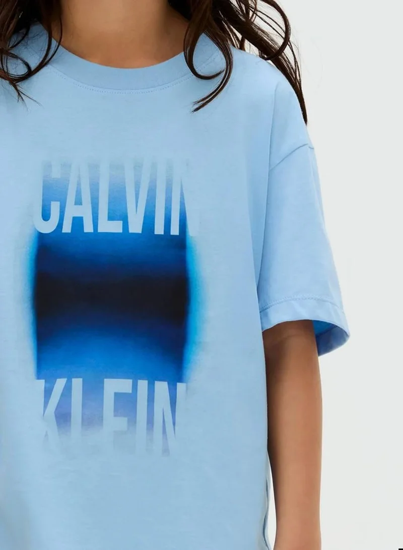 Calvin Klein Jeans Blue Bell Gradient Graphic Logo T-Shirt for Men | Best Price UAE