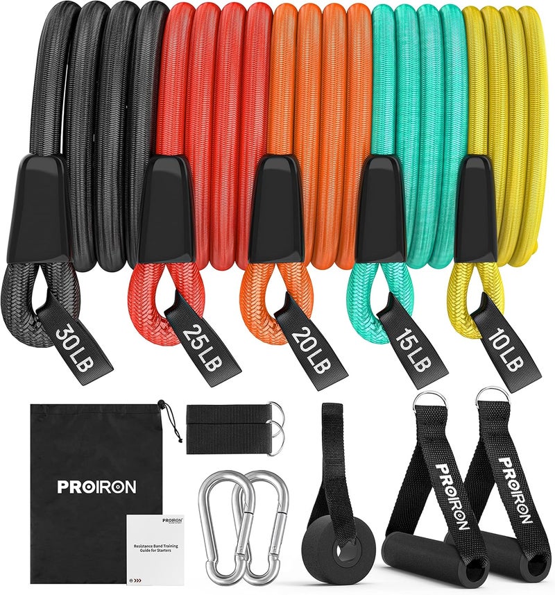 Cyber Resistance Bands Set 14 Pieces Anti-Snap Resistance Band Exercise with Handles, Door Anchor, Ankle Straps, Training Manual and Carrying Bag - Image 1