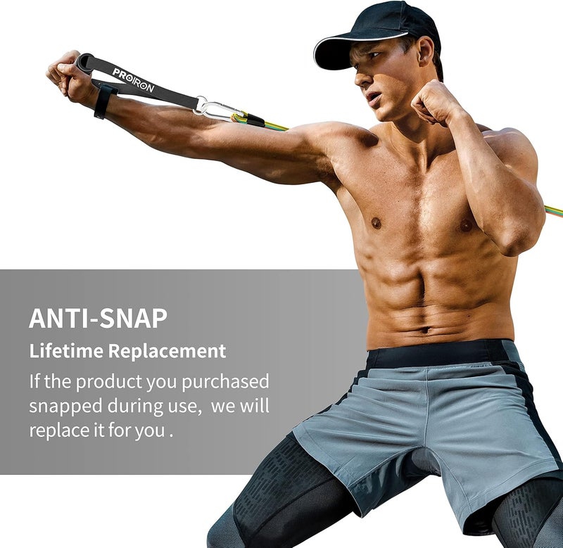 Cyber Resistance Bands Set 14 Pieces Anti-Snap Resistance Band Exercise with Handles, Door Anchor, Ankle Straps, Training Manual and Carrying Bag - Image 4