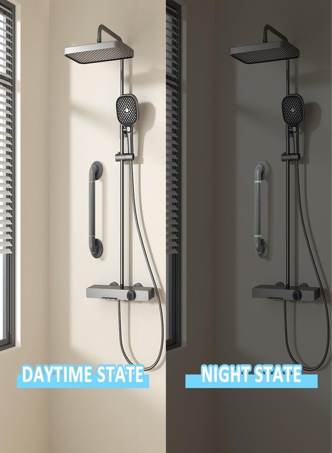 Rackickyer Shower Grab Bar,2 Pack 12 Inch 1.25" Diameter Non-Slip Grips Bathroom Bars with Glow-in-Dark Dots for Bathtubs and Showers, Handicap Shower Grab Bar for Seniors Elderly - Image 5